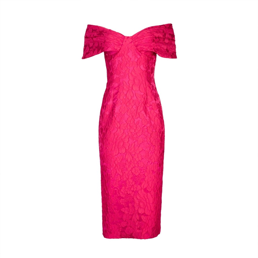 Women Gonçalo Peixoto | Pink Brocade Midi Dress