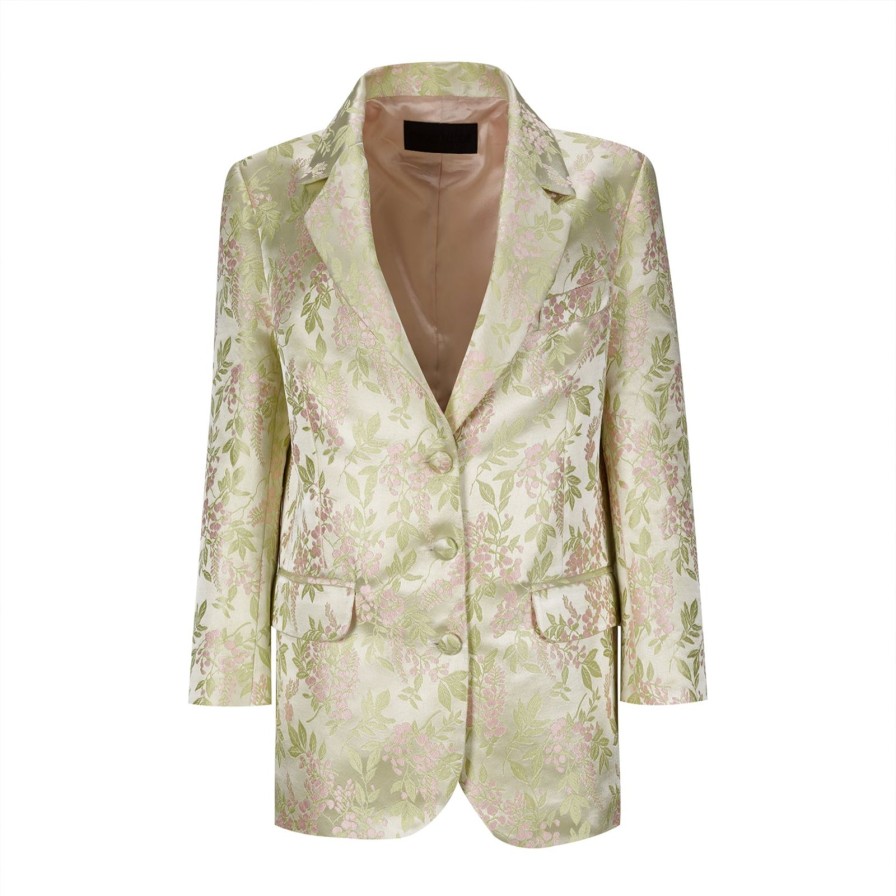 Women Gonçalo Peixoto | Yellow Brocade Blazer