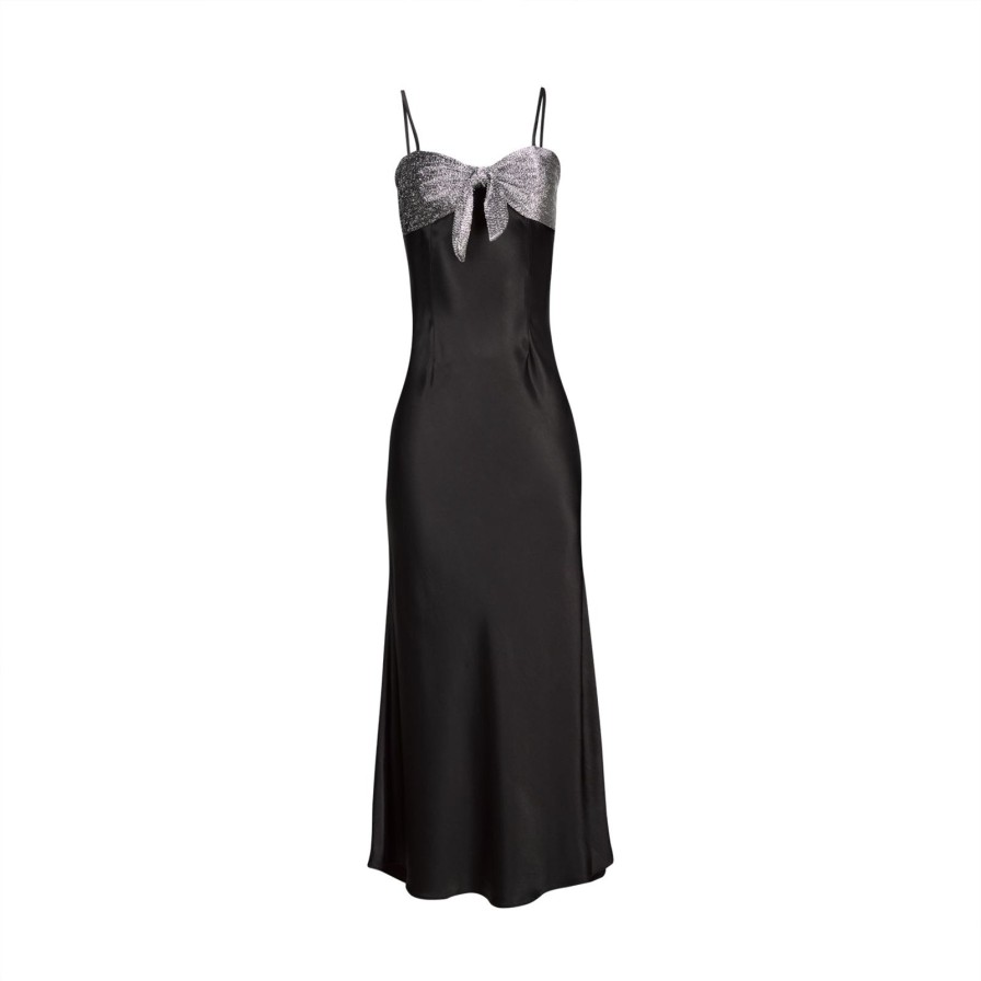 Women Gonçalo Peixoto | Black And Silver Midi Dress