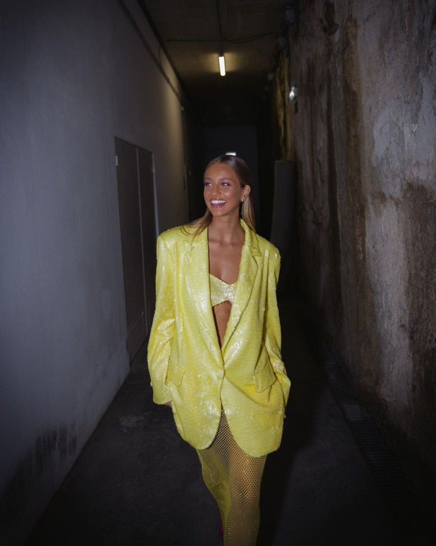 Women Gonçalo Peixoto | Yellow Sequins Blazer