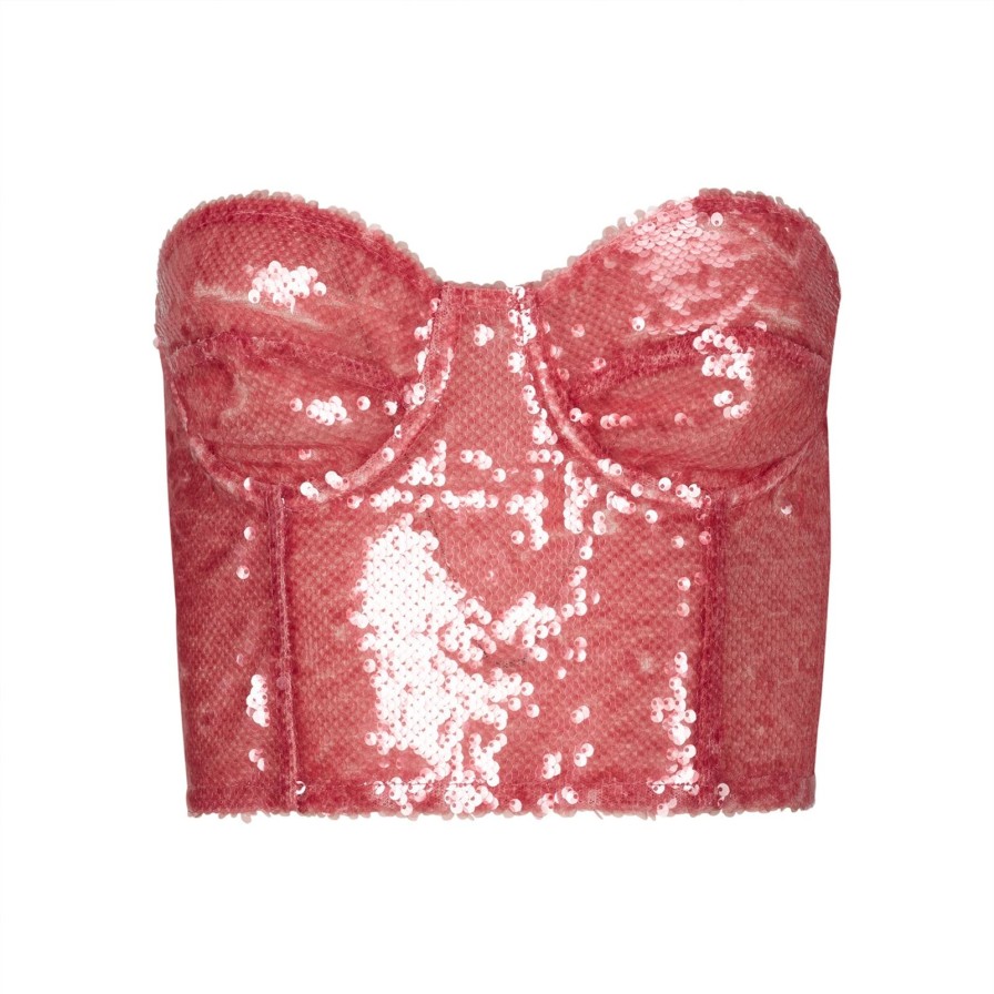 Women Gonçalo Peixoto | Pink Sequins Corset Top