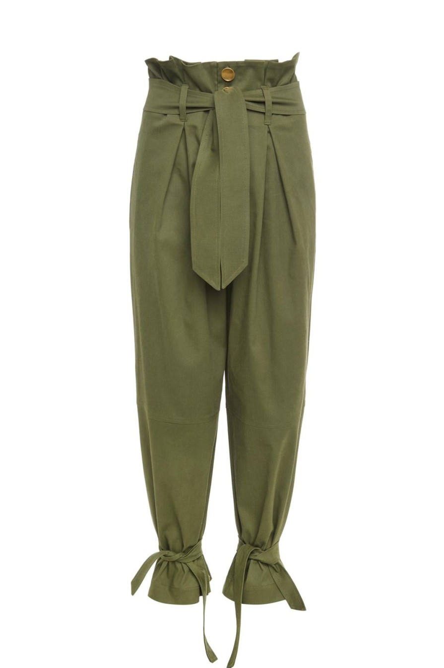 Women Gonçalo Peixoto | Green High Waist Belted Trousers